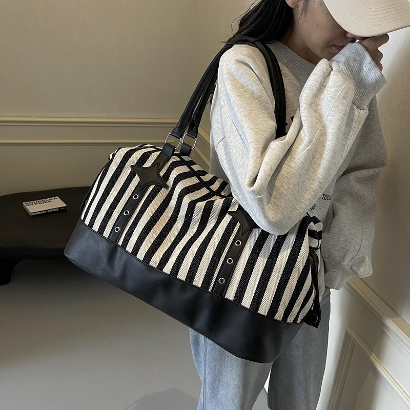 Women's Personalized Hand-held Travel Bag Striped Design with Shoes and Silhouette Style To Go Out for Fun, Wet and Dry Niche Yoga Bag
