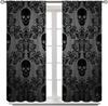 Gothic Black Damask Curtain Vintage Floral Exotic Suger Skull Window Treatments Bedroom Bone Skeleton Antique Bohemian Polyester Washable Ready