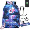 Large Capacity Schoolbag with Shoulder Strap; Student Three-piece Pencil Case Set