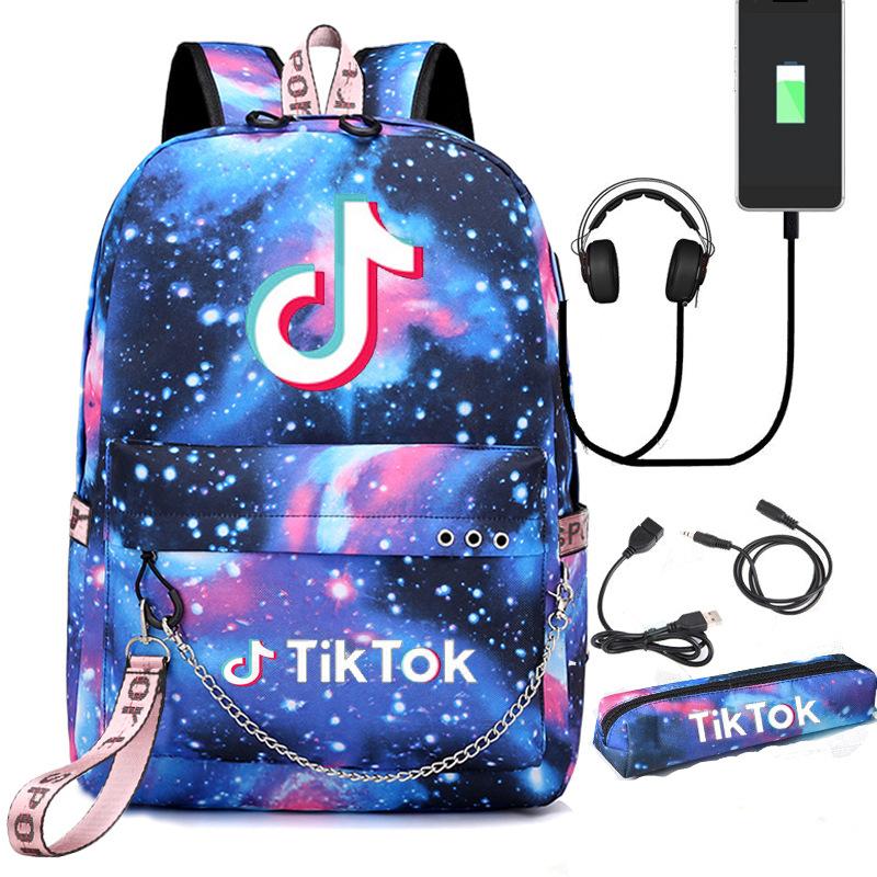 Large Capacity Schoolbag with Shoulder Strap; Student Three-piece Pencil Case Set
