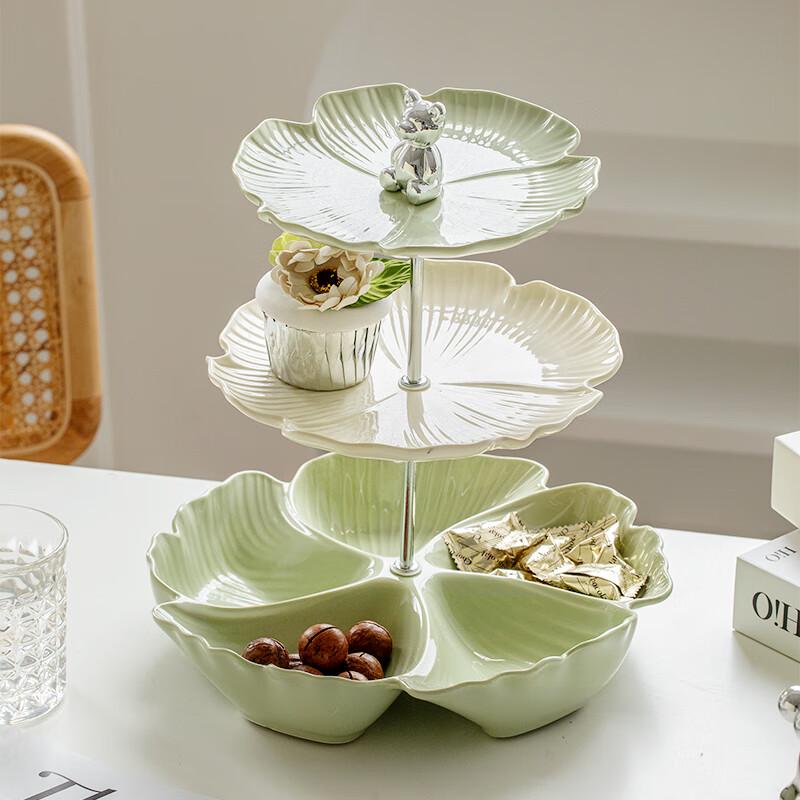 Naijiang Multi-Layer Floral Ceramic Snack and Fruit Plate