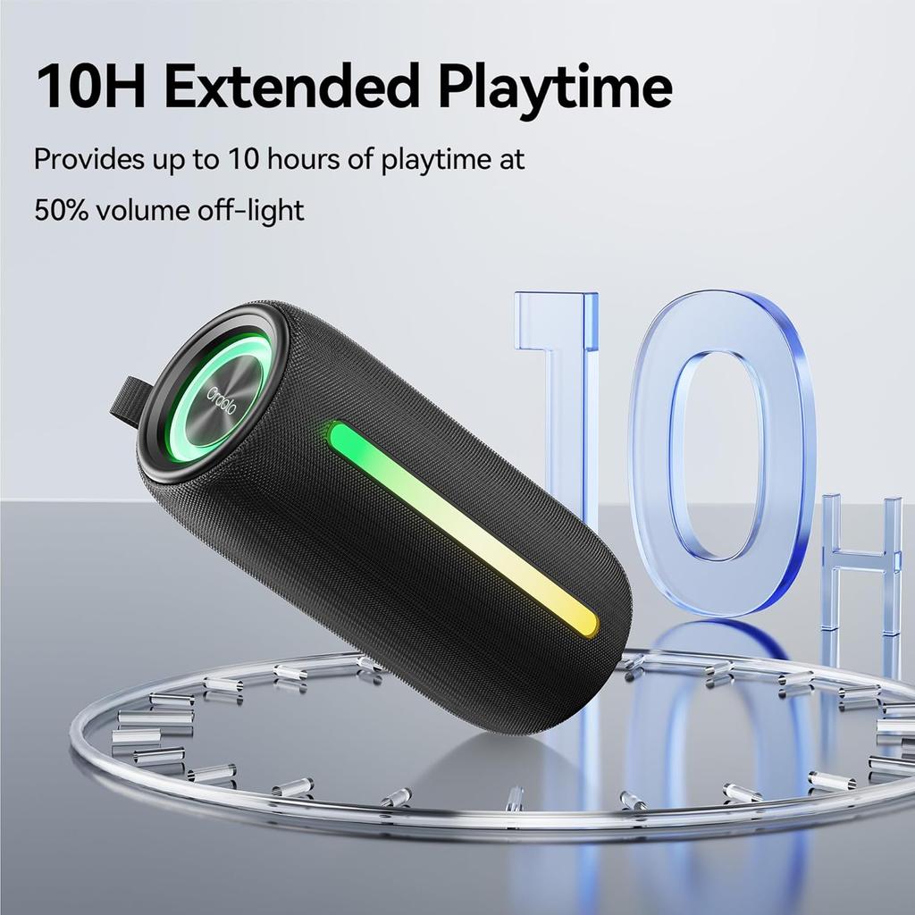 Oraolo Portable Bluetooth Speakers, Wireless Speaker with 24W Loud Stereo Sound, RGB Lights, Bluetooth 5.4, Support AUX/TF Card, TWS Pairing,