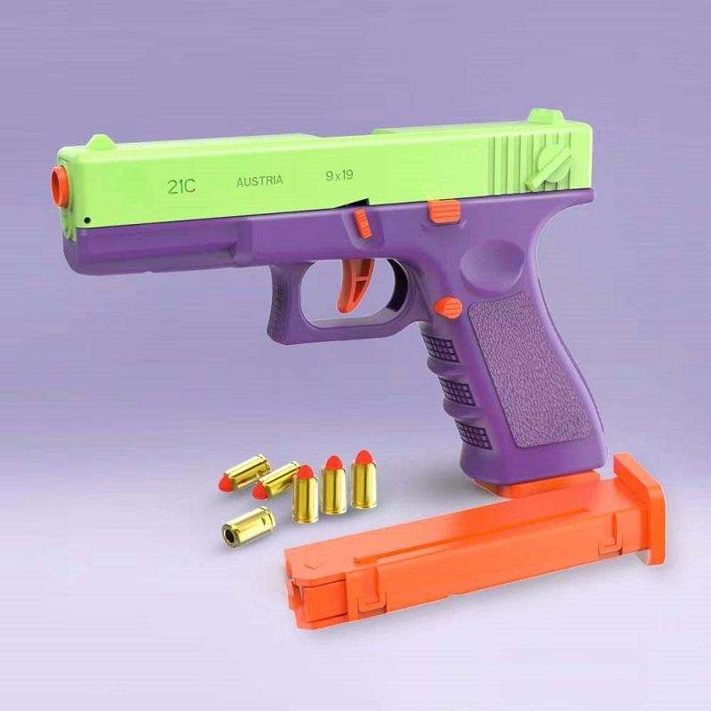 Outdoor Games Soft Bullet Toy Guns Plastic Model Launcher Automatic Shell Throwing Continuous Pistol Fake Gun Adult Boys Gifts