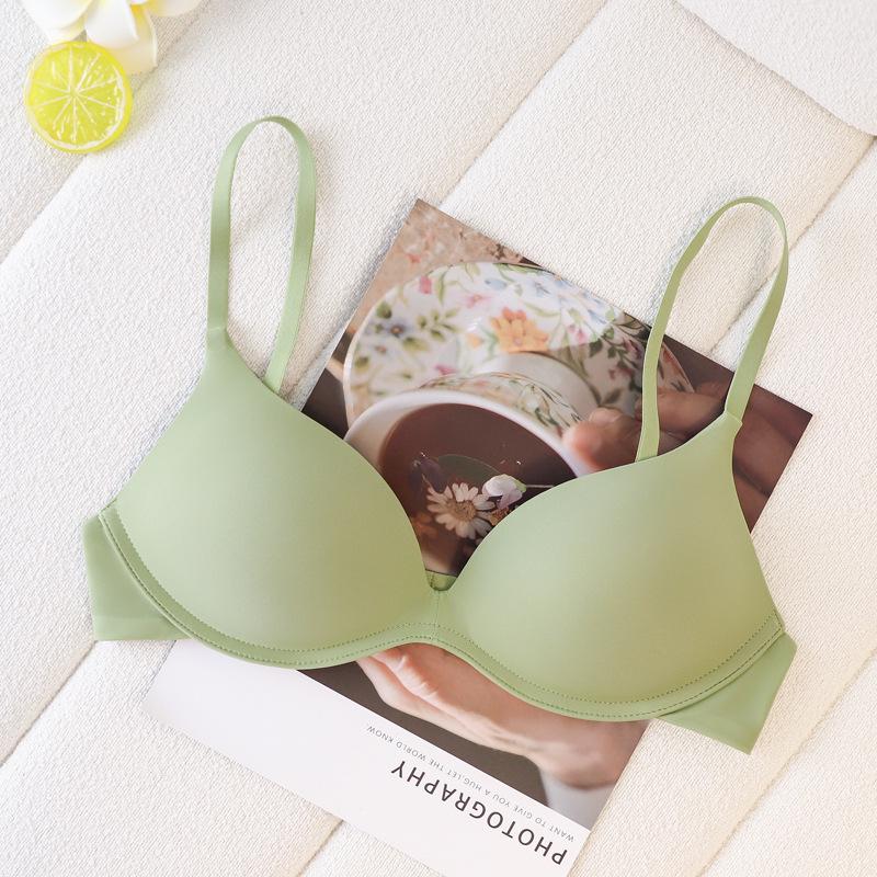 „Zhiqu nahtloser weißer Triangel-BH – bügellos, sexy, geraffte Passform“