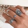 Bohemian Retro Gemstone Ring Exaggerated Hollow Totem Four-Piece Ring