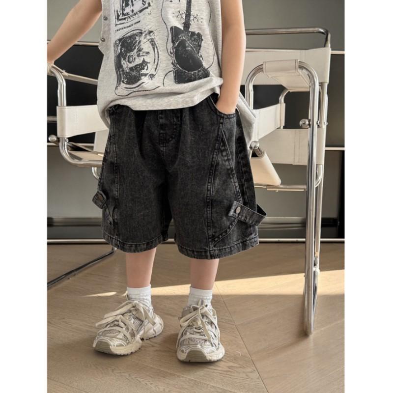 Stylish Denim Shorts for Boys: Summer Patchwork Workwear Style for Older Kids 120
