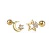 Cute Asymmetric Star Moon Stud Earrings For Women Minimalist Small Versatile Student Unique Jewelry