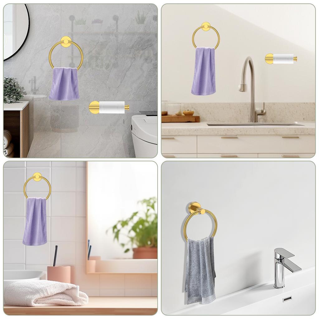 2 Stück Toilettenpapierhalter und Handtuchring Set Edelstahl Badetuchhalter Wandmontage Badezimmer Hardware Zubehör für Zuhause