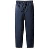Men Casual Drawstring Bottoms Solid Color Down Pants Sweatpants Plus Velvet Straight Trousers Warm