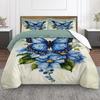 Colorful Butterflies and Flowers Art Bedding Set (1 Duvet Cover, 2 Pillowcases, Duvet Not Included)