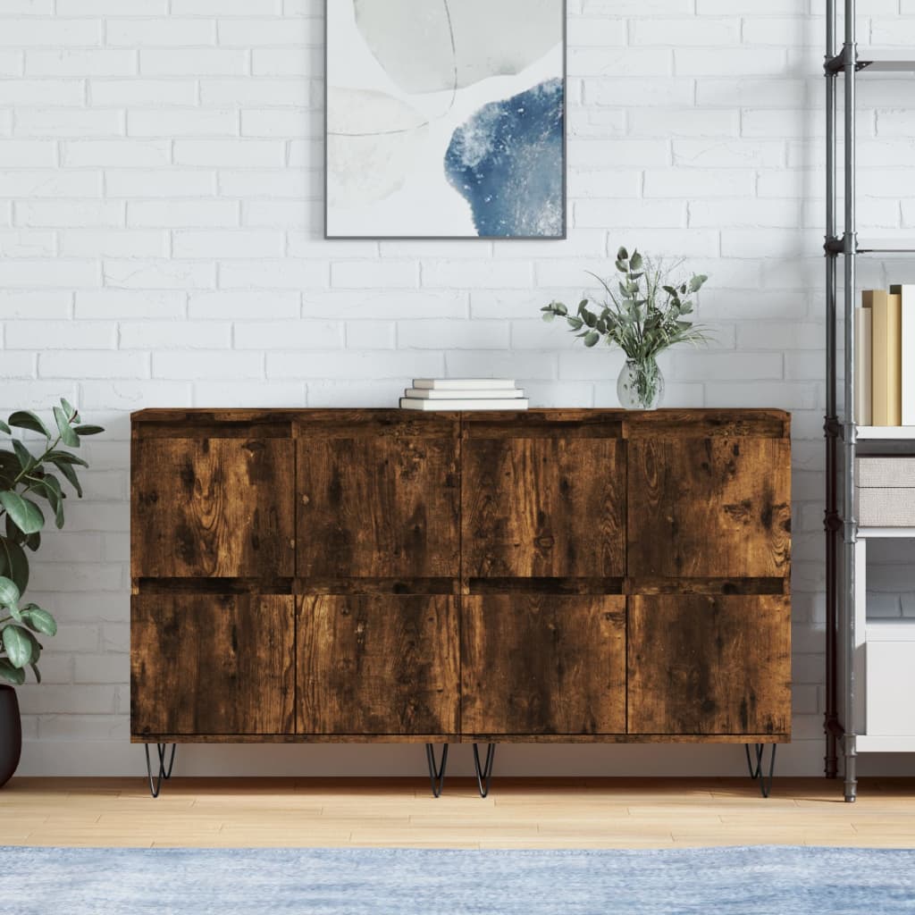Sideboards 2 pcs. Smoked Oak Wood Based Panel
