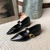 Coarse Heel Mary Jane Shoes Women's Spring New Soft Leather Retro One-word Buckle High Heels