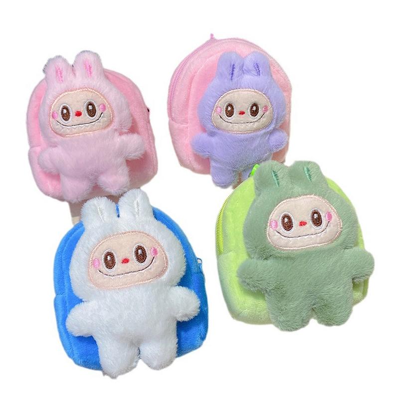 Nuovo Portamonete Labubu di Peluche, Cordoncino Intrecciato di Peluche, Portachiavi, Portafoglio Zero Cartone Animato, Ciondolo Carino per Zaino, Borsa Casual Portatile, Regalo