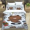 Sunflower Cartoon BROWN & FRIENDS Printed Bedding Set – Duvet Cover Set – A luxurious gift for teenage girls, suitable for doubl