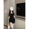 Black suspender tube top dress with chest pad, women's new spring and summer Spice Girl tight hip skirt