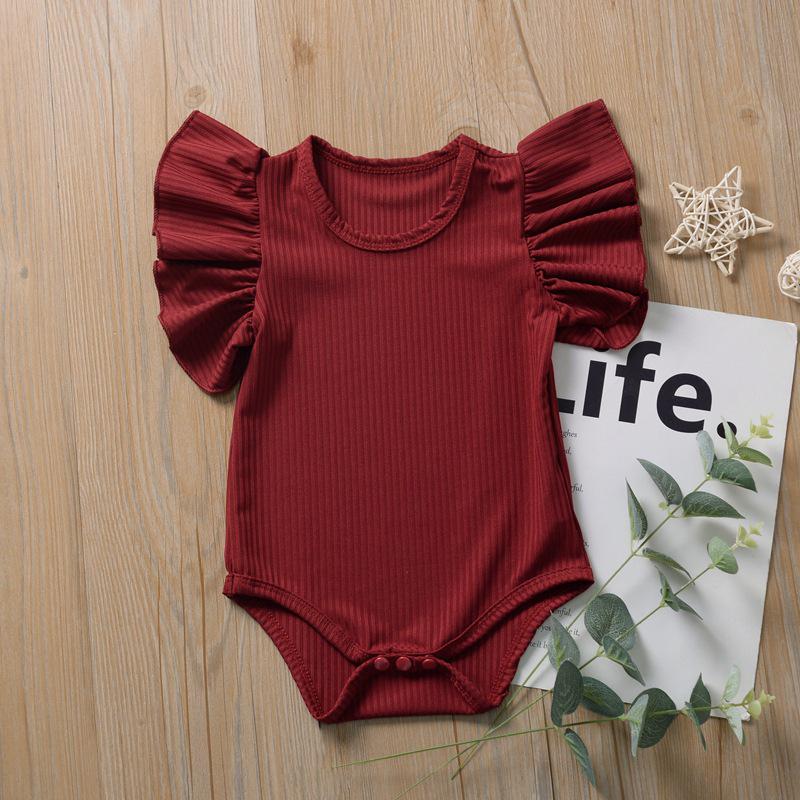 Europäischer & Amerikanischer Stil Spitze Ärmel Baby Mädchen Strampler - Säugling & Kleinkind Dreieck Druckknopf Schritt Krabbelanzug
