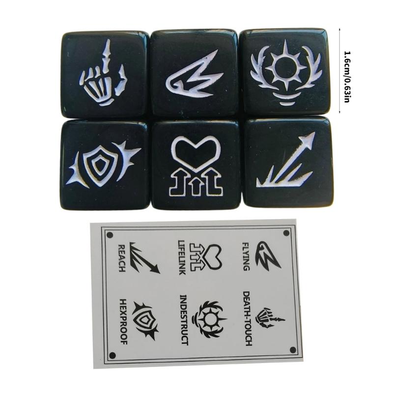 Acrylic 6 Sided Round Corner Dices Keyword Pattern Role Playing Dices for Table Game, Classroom Teaching Easy to Use