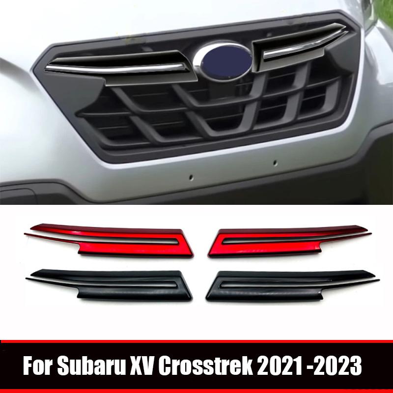 For Subaru Crosstrek XV    Black Red Car Front Hood Billet Grille Sticker Trim Garnish Strip Cover Frame Accessories