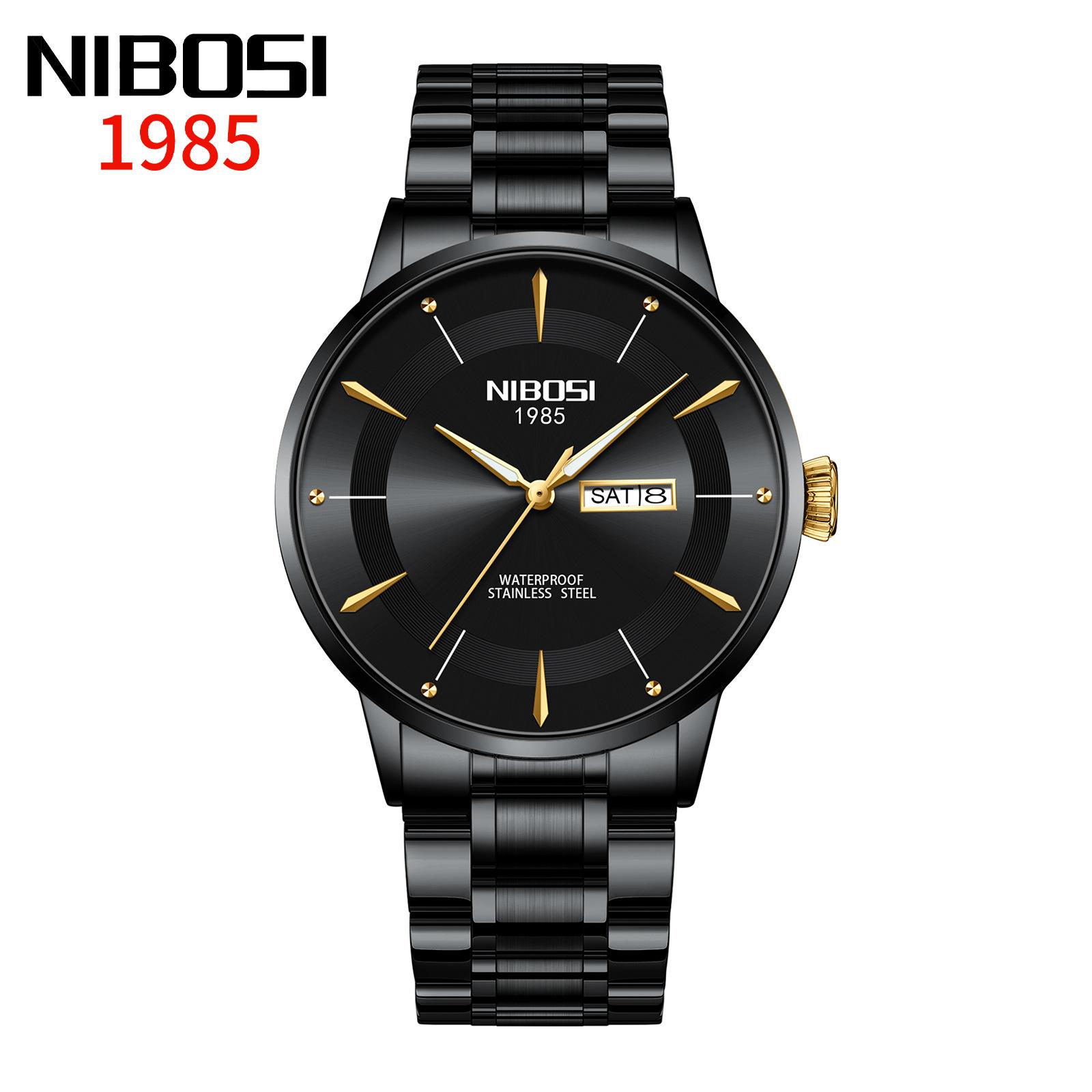 

NIBOSI Новые мужские часы Водонепроницаемые кварцевые часы со светящимся календарем
