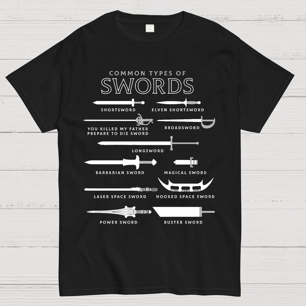 Common Types Of Swords Unisex 100% Cotton Summer Casual Cool Loose T-Shirt