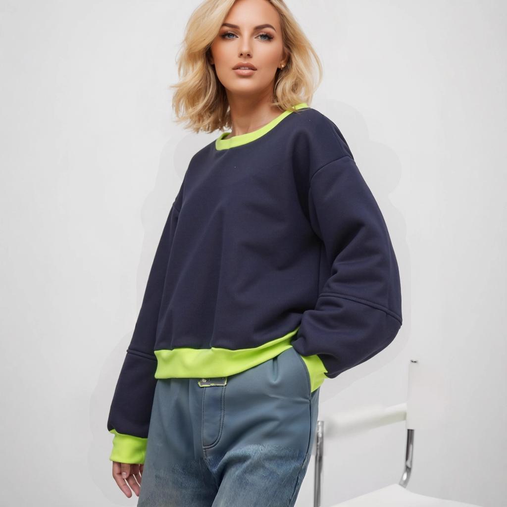 Europäische und amerikanische Herbst-Neuheit Damenbekleidung Langarm Rundhalsausschnitt Lässig Neue Kontrastfarben Grenzüberschreitend Einfach Sportlicher Stil Damen-Sweatshirt