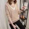 Damen Lässiger Hohlstrickpullover Herbst Winter V-Ausschnitt Langarm Warmer Pullover Damen Pullover