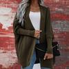 Damen Oversized Strickjacke mit Fledermausärmeln Winter Lockerer V-Ausschnitt Mittellanger Pullover Mantel