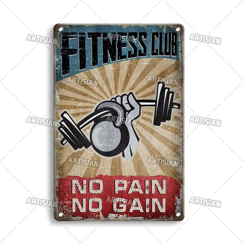 Artisian Funny Sport Metal Sign Fitness Tin Poster Gym Decorative Plate Wall Decor Garage Bar Pub Club Hotel Cafe Kitchen Home
