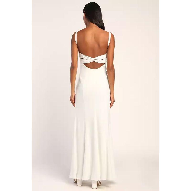 Export Lu Home Fashion Adult Lady like Woman Sexy Socialite Open Back Retro Temperament Wild Niche Style French Light Wedding Dress Dress