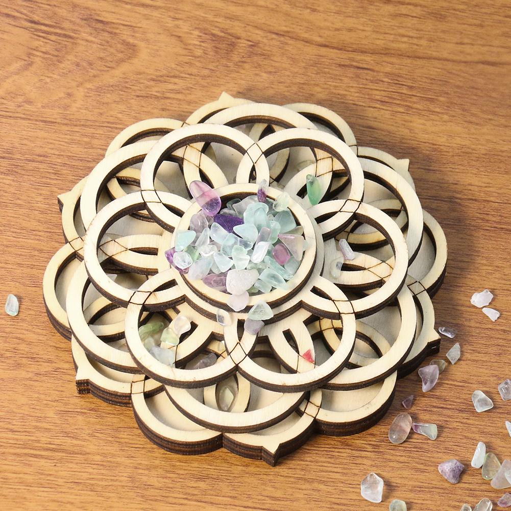 

Muy Bien Meditation Crystal Stone Cushion Lotus Chassis Energy Stone Base Wooden Crafts Home Decorations Ornament