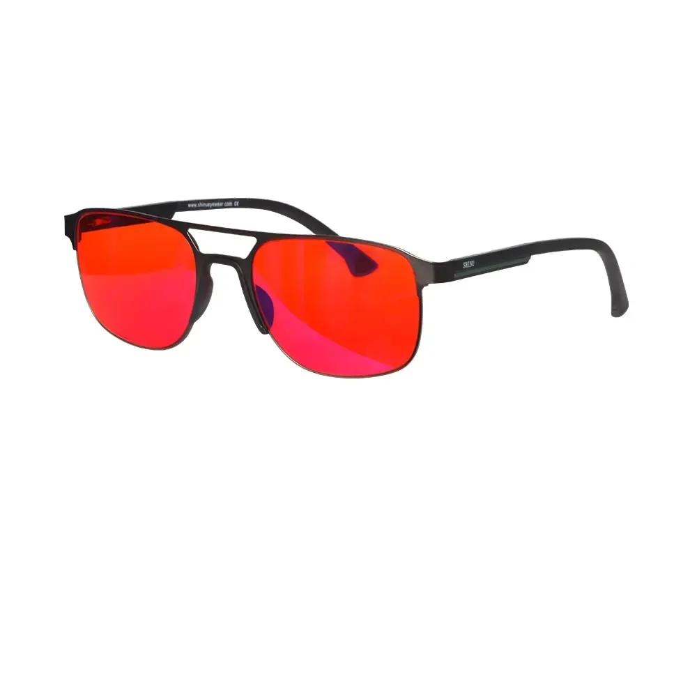 Shinu Better Sleep Red Lens Blue Light Blocking Orange Lens For Game Eyeglasses Husband Gift Double Bridge Glasses Men