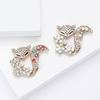Rhinestone Ladies Fox Brooch for Women Clothing Coat Crystal Animal Pins Party Jewelry Accessories