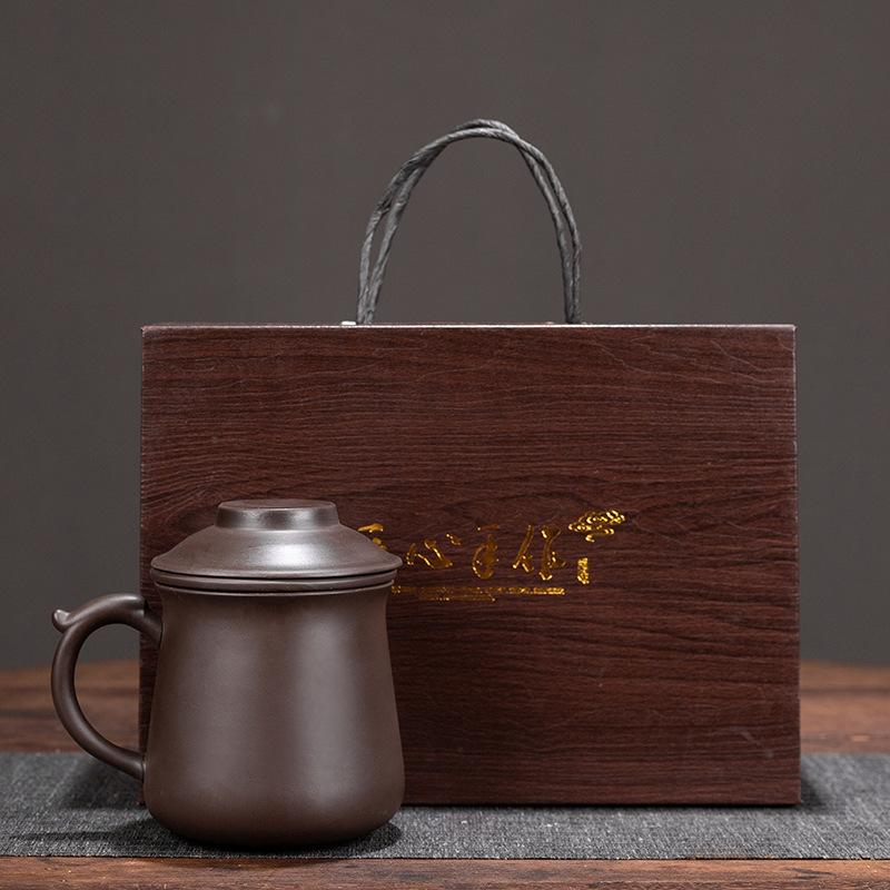 Gift Box Purple Sand Mug Personal With Lid Tea Separation Tea Cup Office Tea Cup Gift Customization