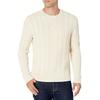 Men's Cream Cable Knit Crew Neck Sweater Soft Warm Textured Design Versatile Fall Winter Casual Top