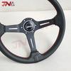 14inch 350mm Aluminum Spoke Perforated Leather Auto Racing Steering Wheel Deep Corn Drifting Sport Steering Wheel Red Line