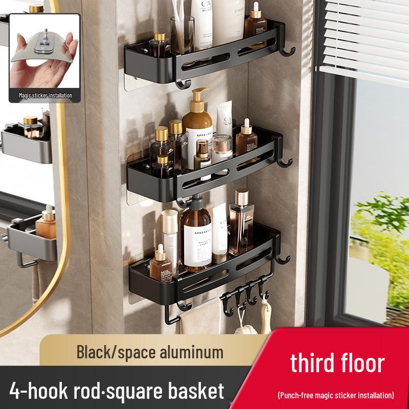 Punch-Free Wall-Mounted Bathroom Storage Shelf