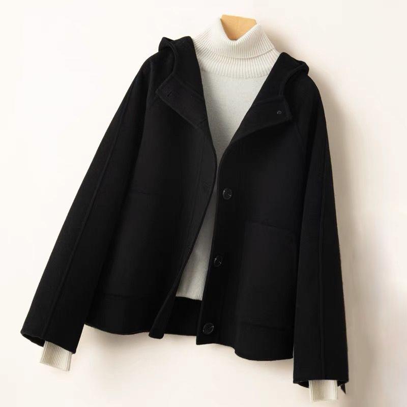 

Brand Women s Retro Tweed Wool Coat - Petite, Stylish, Versatile Casual Jacket for Autumn/Winter XL (115-130 lbs) чорний