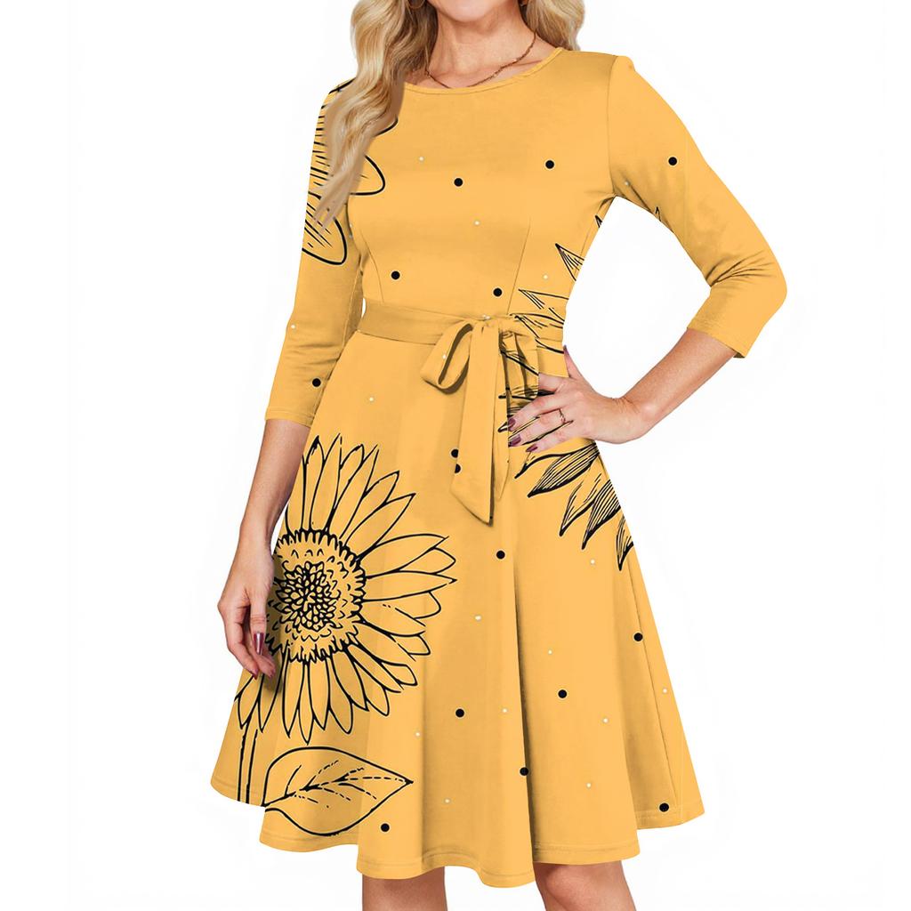 Women's Cocktail Dresses 3/4 Sleeve Vintage Wedding Guest Dress