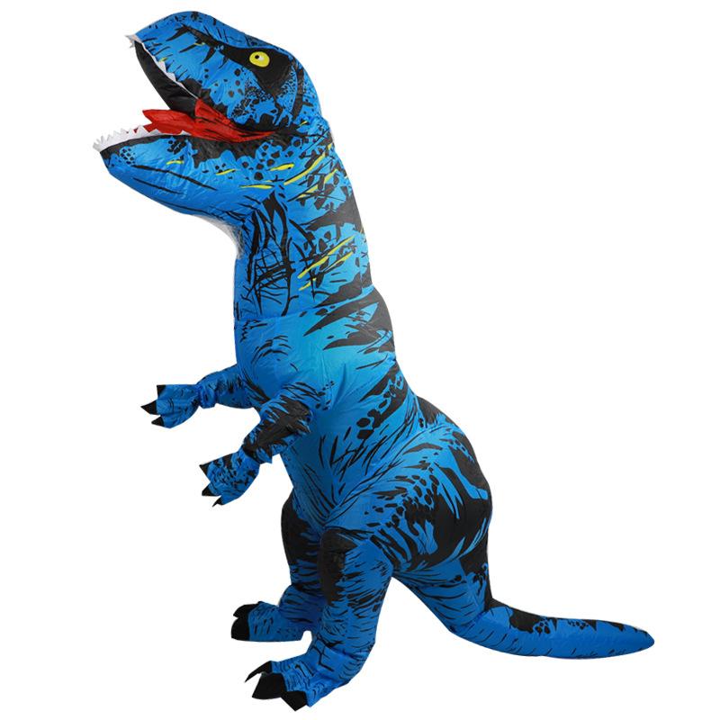 

Надувной костюм динозавра для выступления на сцене, платье для вечеринки, косплей, милый мультяшный надувной костюм тираннозавра Рекса adults 150-190 синий