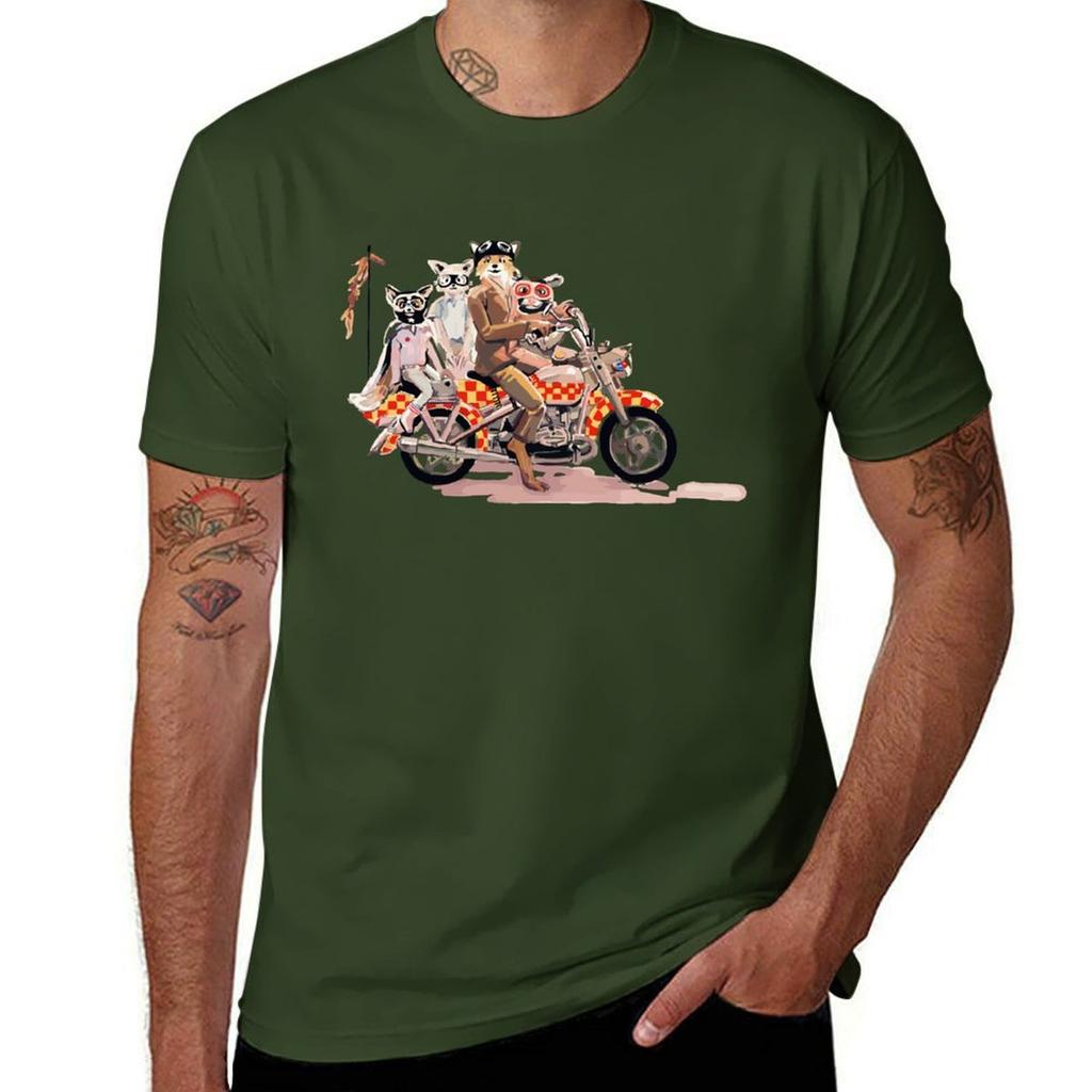 Schönes Andenken fantastische Mr. Fuchs Familie auf einem Motorrad Großartig Für Musikfan T-Shirt Anime Übergröße Oberteile schlichte T-Shirts Herren