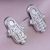 High Quality Piercing Ear Studs Round Fatima Hand Blank Charm Earring Stainless Steel Earrings For Women Men Handmade Materials