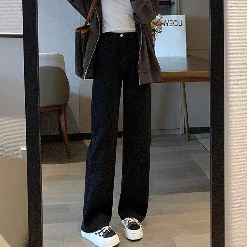 Woman Vintage Wide Leg Jeans Girls High Waist Pants Female Fashion Retro Denim Trousers