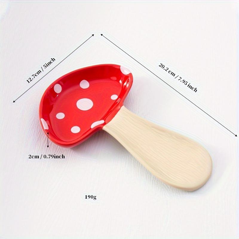 Cute Mushroom Ceramic Spoon Rest, Kitchen Utensil Holder & Decor, Ideal Housewarming Gift