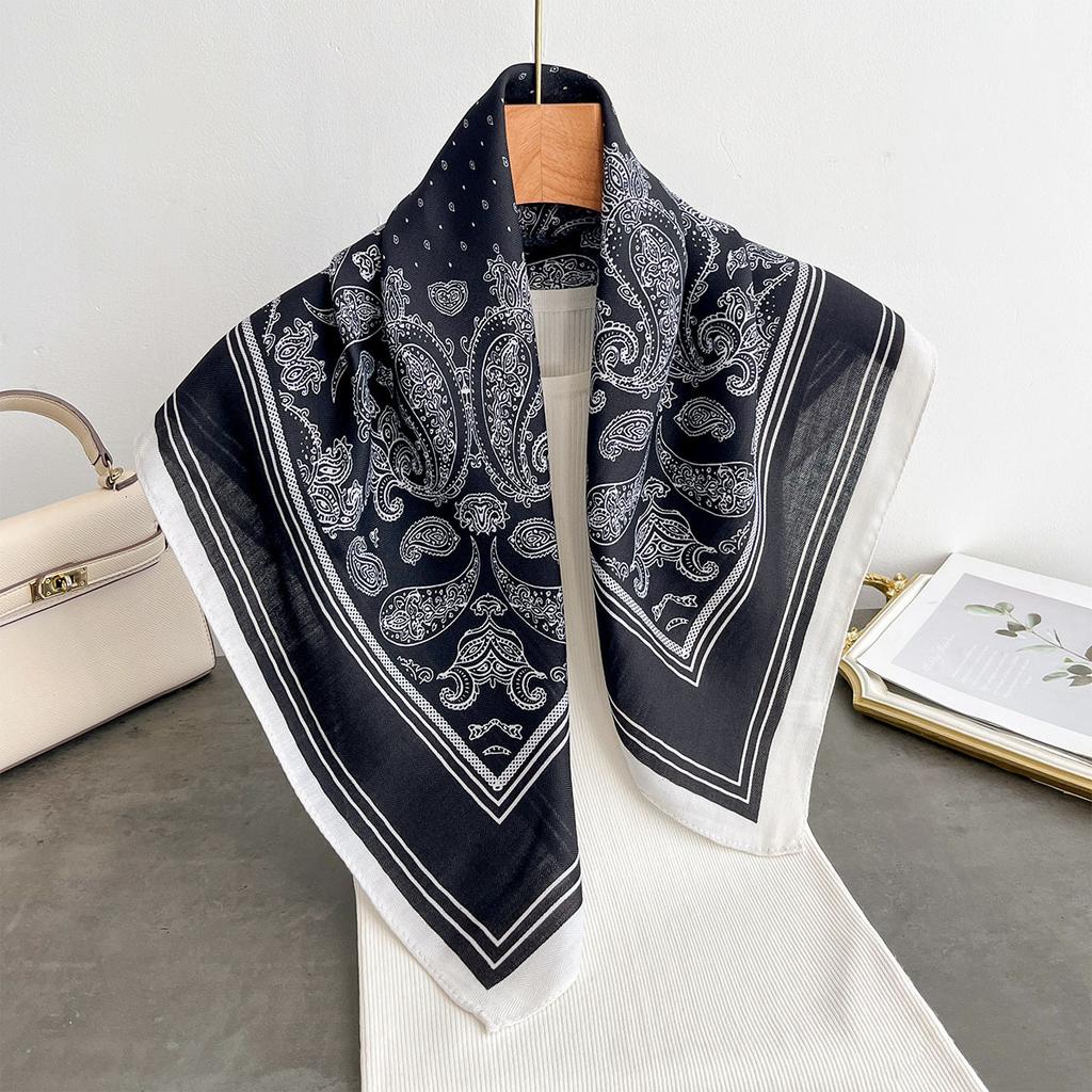 Spring and Autumn New Korean Small Square Scarf Women's 71 Cotton and Linen Versatile Small Scarf Neck Shirt Decorative Silk Scarf