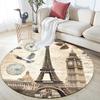 Vintage Eiffel Tower,Round Area Rug,Carpet Rug for Living Room Bedroom Sofa Playroom Decor,Non-slip Floor Mat