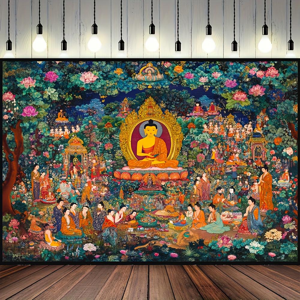 VIKAMA Tibetan Buddhism Thangka Art Wall Tapestry Living Room Meditation Room Yoga Room Decoration Tapestry Home Decoration 74x94cm(29x37in)