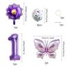 Lila Schmetterling 32-Zoll Digitalblume Aluminiumfolienballon-Set Baby Geburtstagsparty Dekoration Szenenarrangement