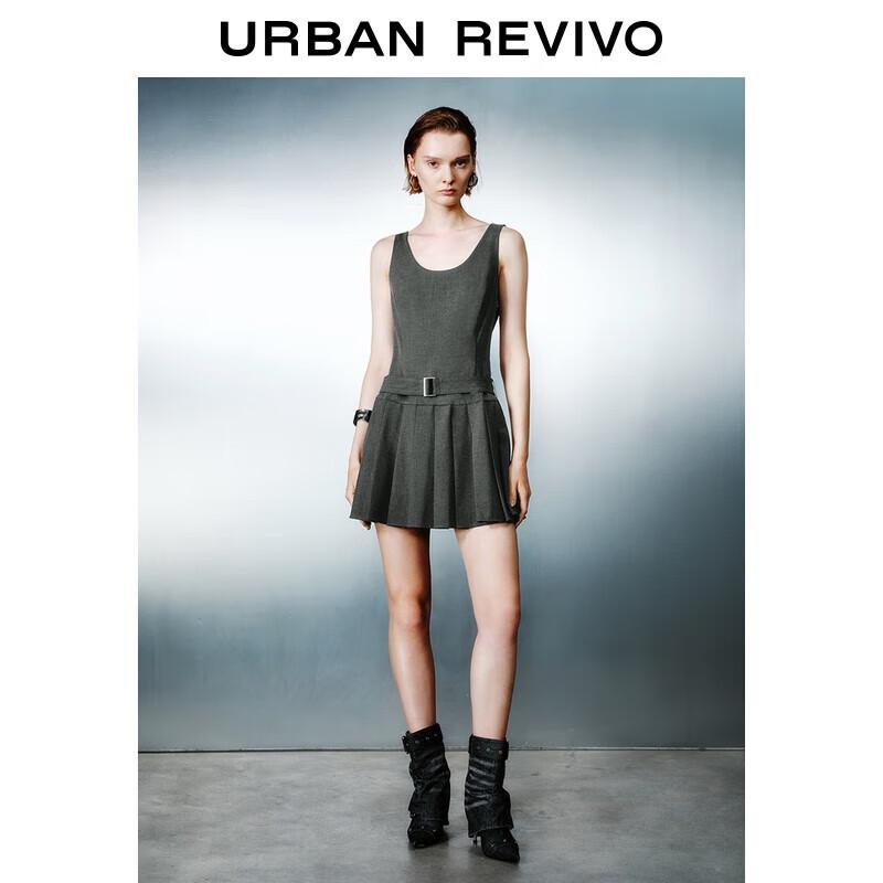

UR 2025 Women s Simple Grey Belted Vest Dress M