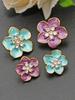 4/10Pcs/Pack 18Mm 23Mmblue Purple Flower Inlaid With Rhinestone Metal, High-End Button Sweater, Clothing, Jewelry Accessories