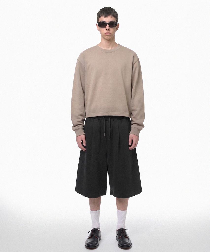 PRINOAR Semi-Crop Long Sleeve T-Shirt - Ginger Beige